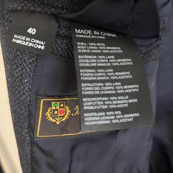 $850 Club Monaco x Loro Piana Blue Wool Dream Tweed Overcoat/ Car Coat - 40 - Picture 9 of 13